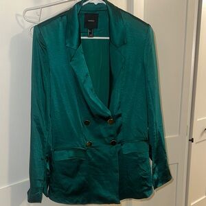 Express Teal Double-Breasted Blazer